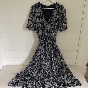 Floral Navy and White Dress